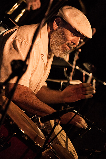 Poncho Sanchez at Sculler's Jazz Club, February 9, 2008. Photo by Joshua Bean.