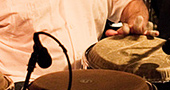 Poncho Sanchez at Sculler's Jazz Club, February 9, 2008. Photo by Joshua Bean.