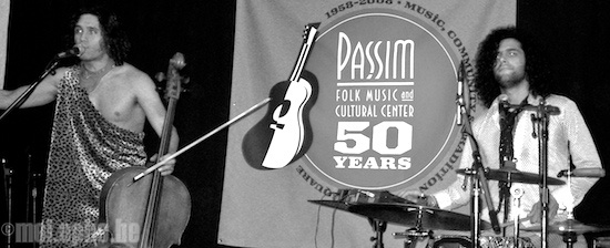 Rushad Eggleston and Tornado Rider at Club Passim, March 14, 2008. Photo by Jenny Rushlow.