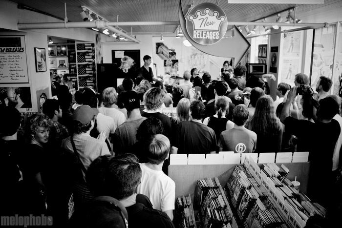 The Thermals at Jackpot Records, July 24, 2009. Photo by Ian McNeil.