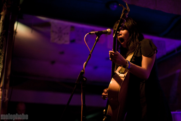 Thao with the Get Down Stay Down at Pendarvis Farm, July 31, 2009. Photo by Ian McNeil and Steve Benoit.