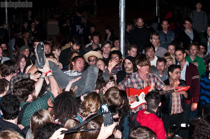 Thee Oh Sees at Lamar Pedestrian Bridge, March 18, 2010. Photo by Chris Barth.