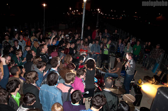 Thee Oh Sees at Lamar Pedestrian Bridge, March 18, 2010. Photo by Chris Barth.