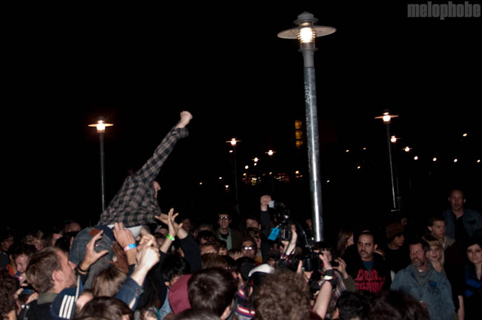 Thee Oh Sees at Lamar Pedestrian Bridge, March 18, 2010. Photo by Chris Barth.
