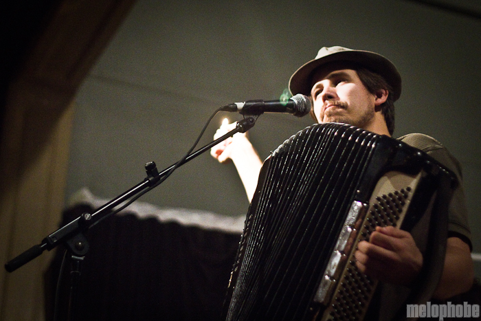 Jason Webley at McMenamin's Kennedy School Theater, December 17, 2010. Photo by Troy Dunham.