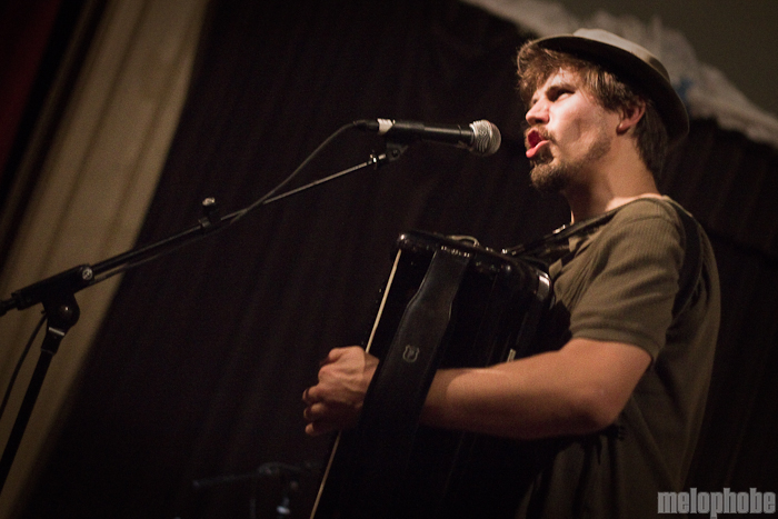 Jason Webley at McMenamin's Kennedy School Theater, December 17, 2010. Photo by Troy Dunham.