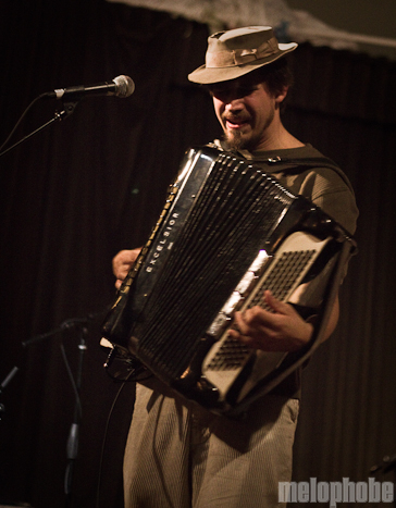 Jason Webley at McMenamin's Kennedy School Theater, December 17, 2010. Photo by Troy Dunham.