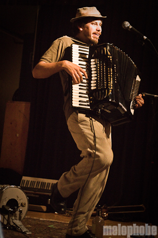Jason Webley at McMenamin's Kennedy School Theater, December 17, 2010. Photo by Troy Dunham.