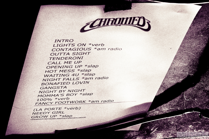 Chromeo at Roseland Theater, February 12, 2011. Photo by Troy Dunham.