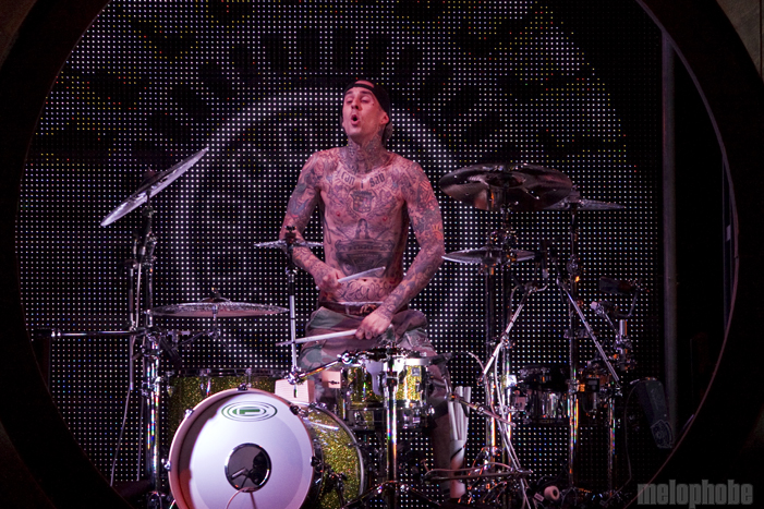 Travis Barker at Dunkin' Donuts Center, March 16, 2011. Photo by Ian Doreian.