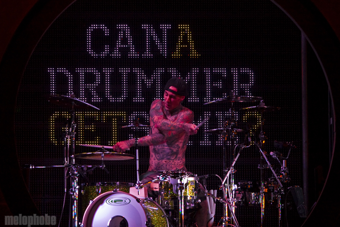 Travis Barker at Dunkin' Donuts Center, March 16, 2011. Photo by Ian Doreian.