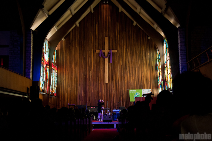 Julianna Barwick at Central Presbyterian Church, March 17, 2011. Photo by John Beardsley.